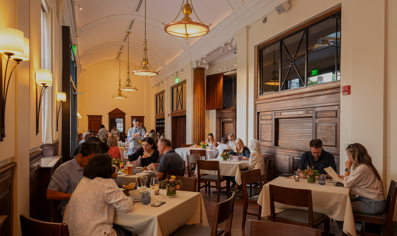 diners at tables in elegant restaurant